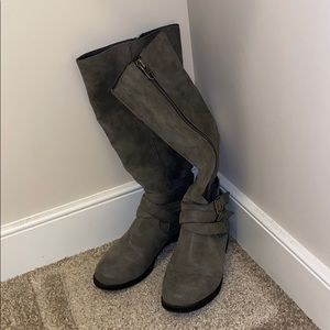 Gray below the knee boots